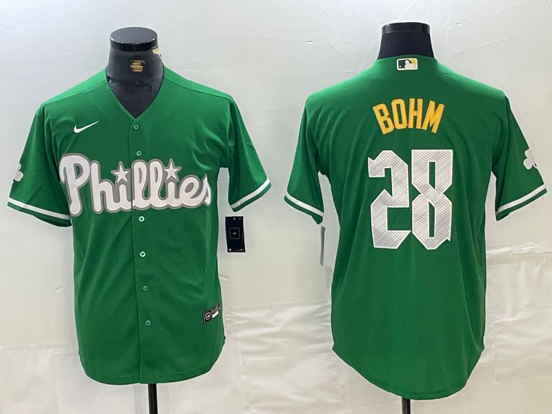 Men Philadelphia Phillies #28 Bohm Green Fashion Edition Nike 2024 MLB Jersey style 1